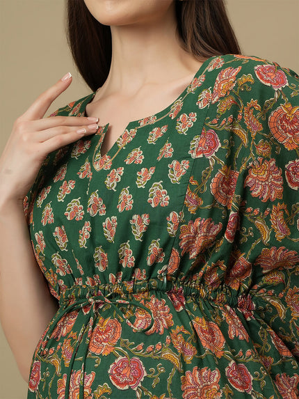 Maternity Cotton Green Kaftan Top