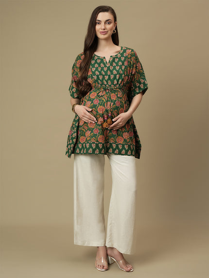 Maternity Cotton Green Kaftan Top