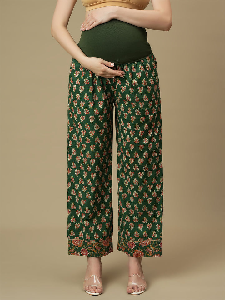 Maternity Cotton Kaftan Top with Wide-leg Pants Co-ord Set