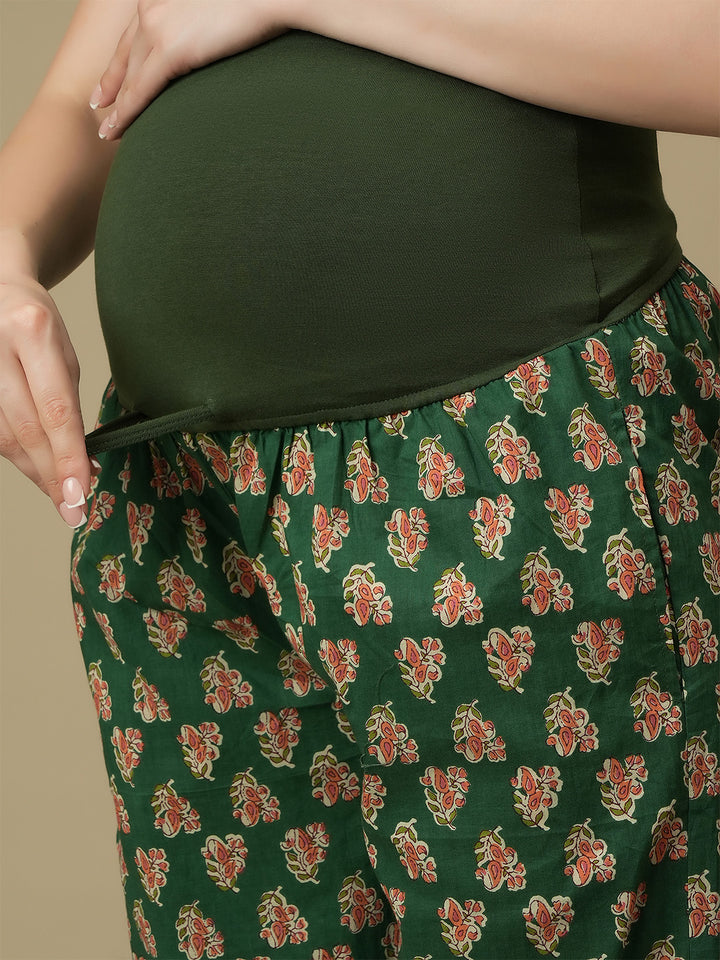 Maternity Cotton Kaftan Top with Wide-leg Pants Co-ord Set