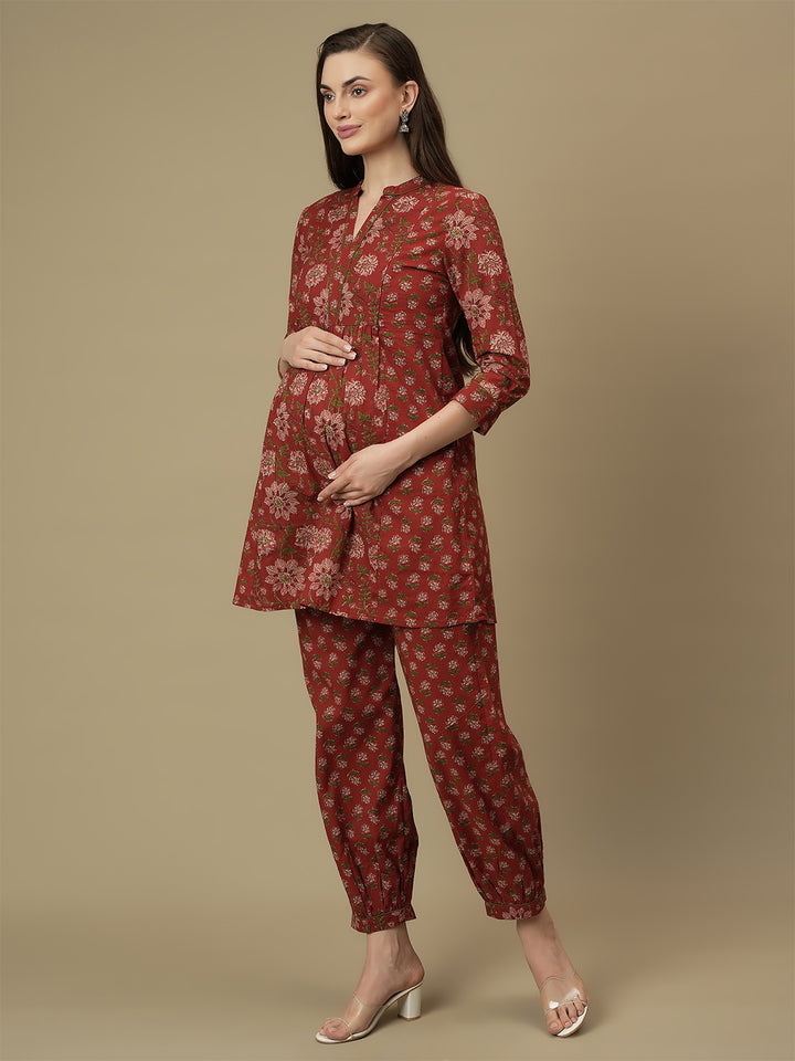 Maternity Cotton Kurti with Pants Matching Set
