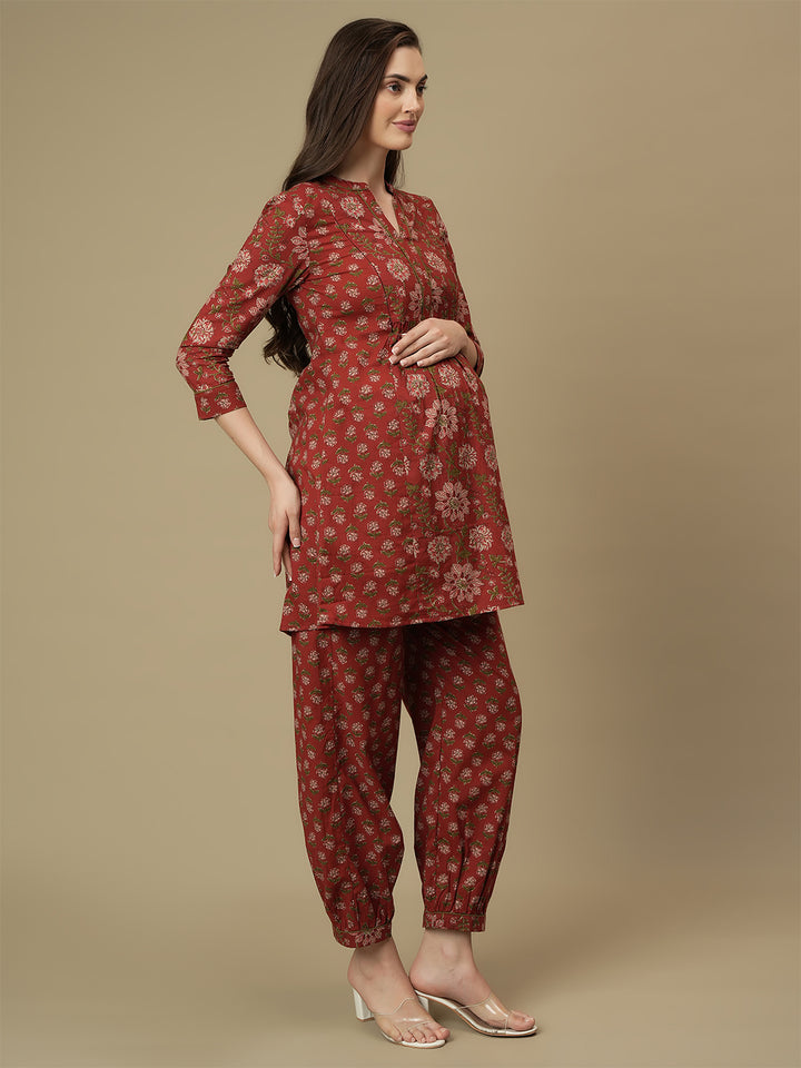 Maternity Cotton Kurti with Pants Matching Set