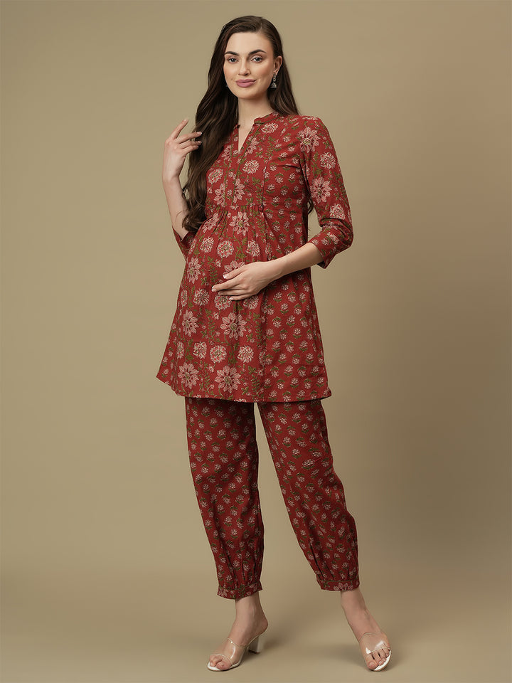 Maternity Cotton Kurti with Pants Matching Set
