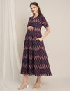Maroon Maternity Cotton Button-Down Midi Dress