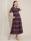 Maroon Maternity Cotton Button-Down Midi Dress