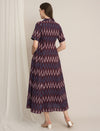 Maroon Maternity Cotton Button-Down Midi Dress
