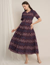 Maroon Maternity Cotton Button-Down Midi Dress