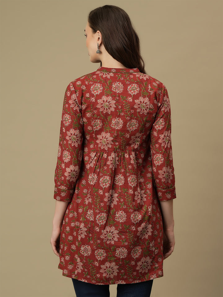 Maternity Cotton Short Red Kurti