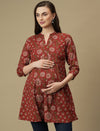 Maternity Cotton Short Red Kurti