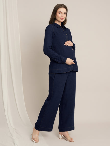 Maternity Denim Co-ord Set - Blue