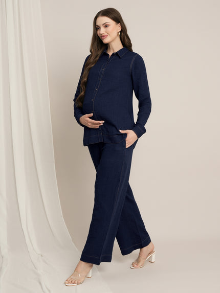 Maternity Denim Co-ord Set - Blue