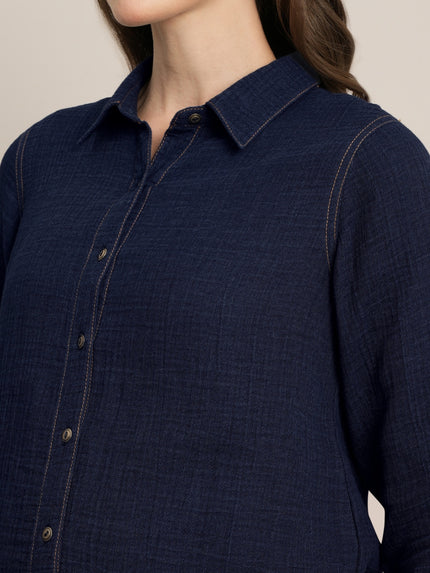 Maternity Denim Gauze Shirt & Shorts Co-ord Set