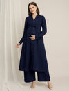 Maternity Denim Gauze Wide-Leg Palazzo Pants - Navy Blue