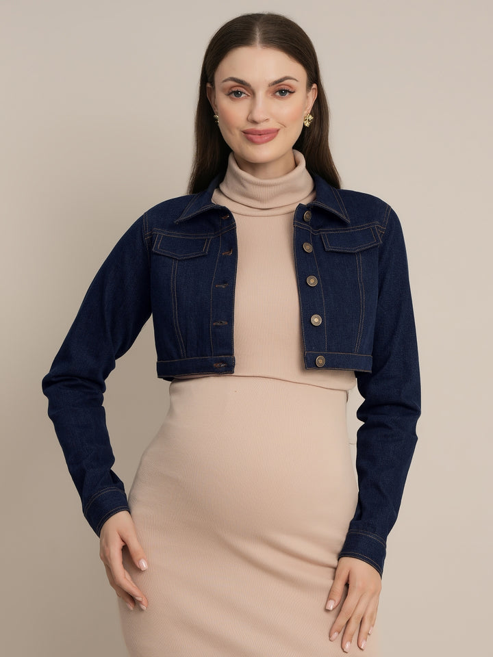 Maternity Cropped Denim Jacket