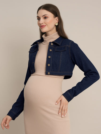 Maternity Cropped Denim Jacket