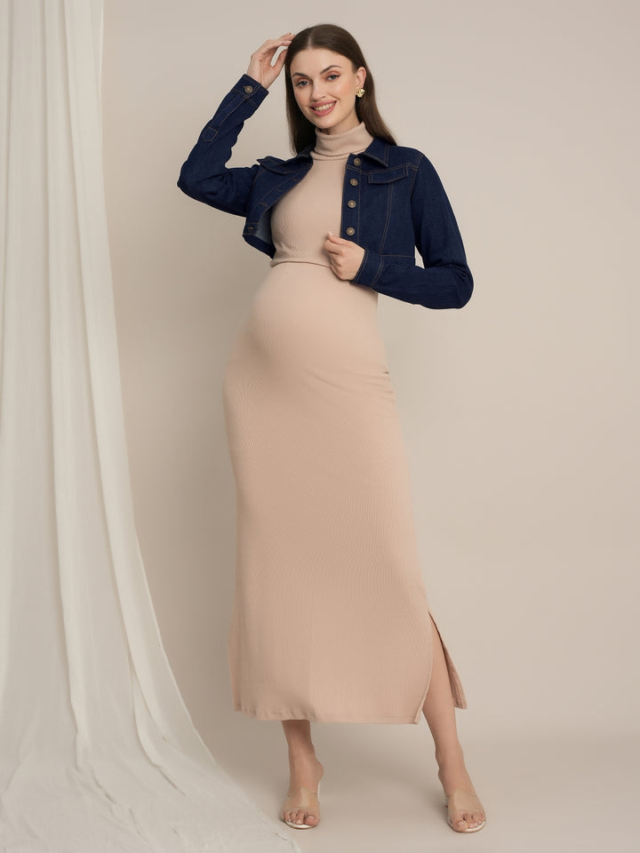 Maternity Cropped Denim Jacket