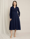 Maternity Denim Gauze Button-Down Midi Dress