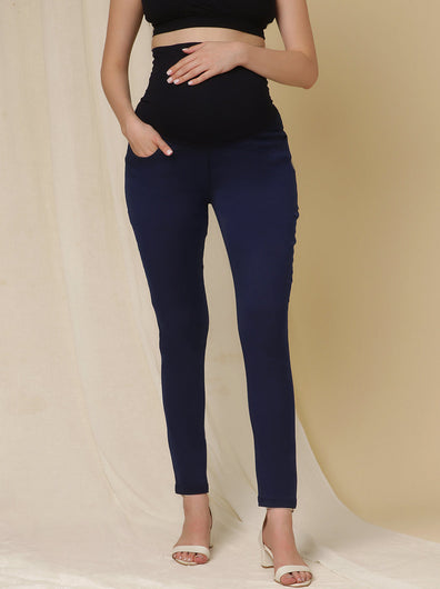 Skinny-fit Maternity Denim Pants- Navy Blue