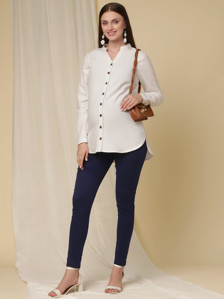 Skinny-fit Maternity Denim Pants- Navy Blue