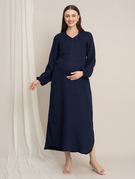 Maternity Denim Maxi Shirt Dress