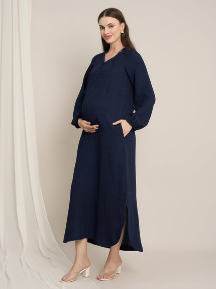 Maternity Denim Maxi Shirt Dress