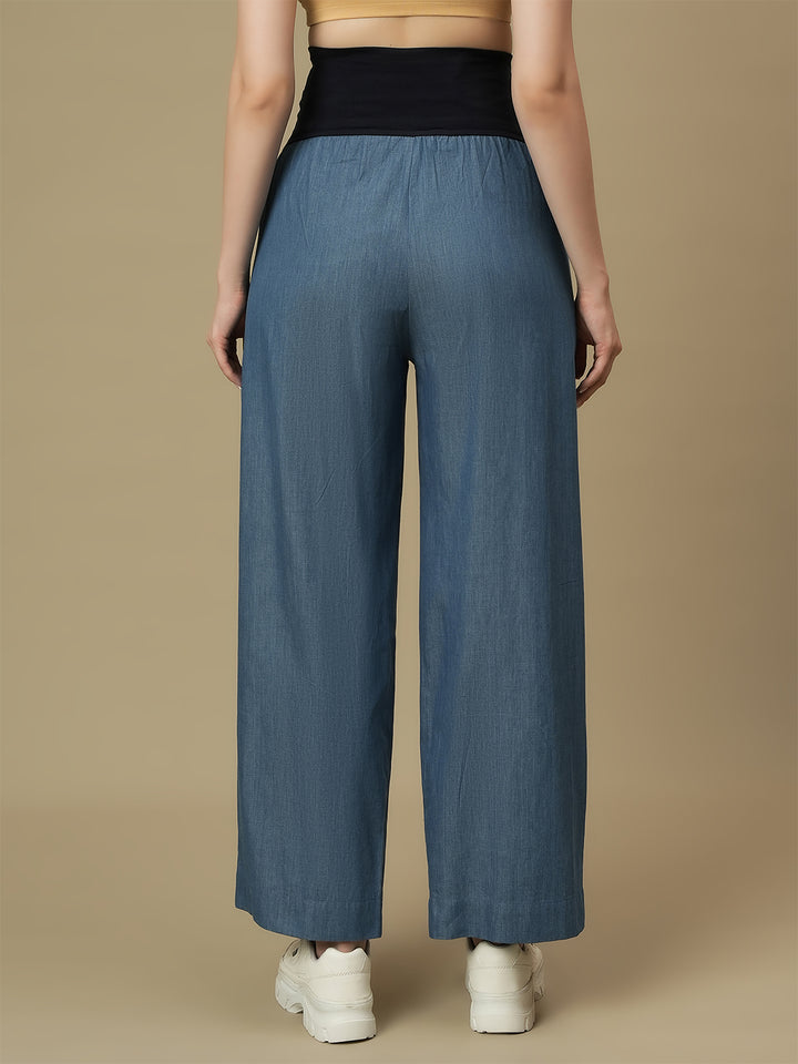 Maternity Denim Shirt with Wide-leg Jeans Co-ord Set