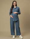 Maternity Denim Shirt with Wide-leg Jeans Co-ord Set
