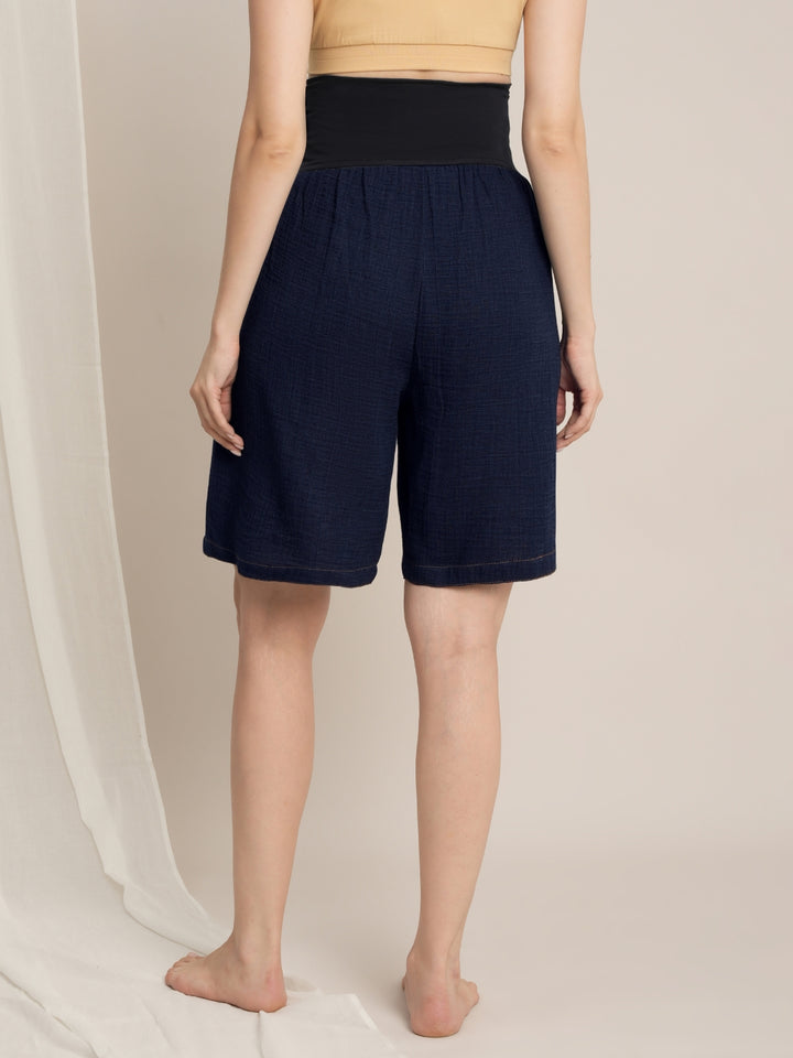 Maternity Denim Gauze Shirt & Shorts Co-ord Set