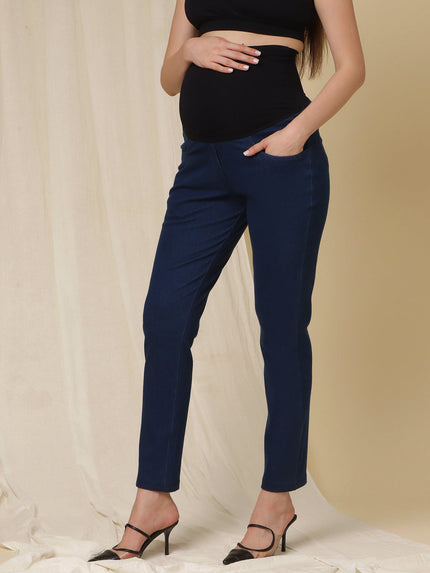 Maternity Denim Trousers- Denim Blue