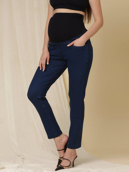 Maternity Denim Trousers- Denim Blue