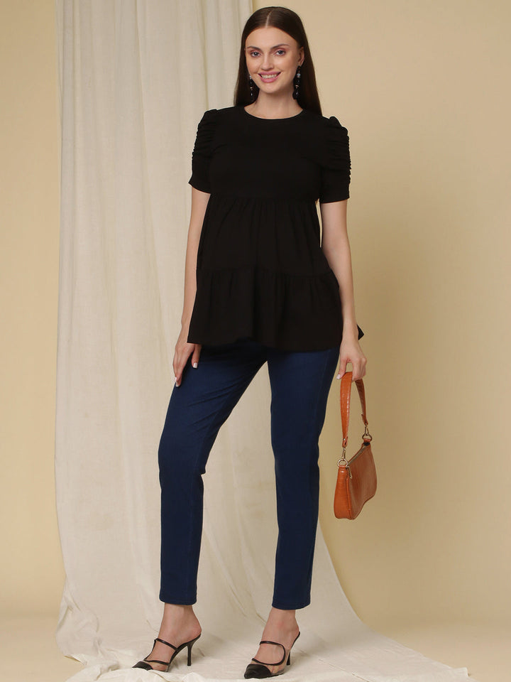 Maternity Denim Trousers- Denim Blue