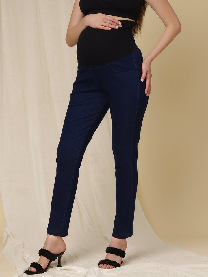 Maternity Denim Trousers- Navy Blue