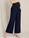 Maternity Denim Gauze Wide-Leg Palazzo Pants - Navy Blue