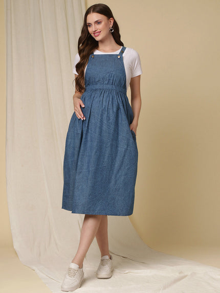 maternity denim dungaree dress Maternity Wear Maternity Denim Dungaree Dress LCWAIKIKI Maternity Square Collar Plain Strapped Maternity Jean