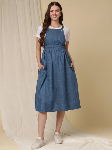 Pinafore Dress, womens dress, linen dress, blue dress, summer dress, l –  Ylistyle