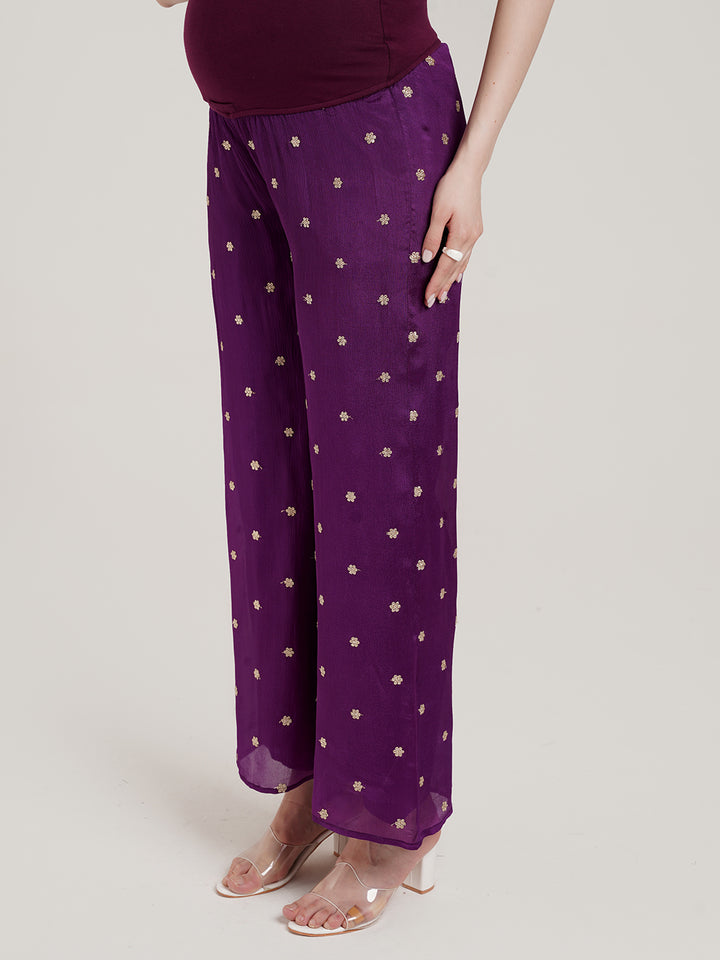 3pc. Maternity Embroidery Kurta + Palazzo Set