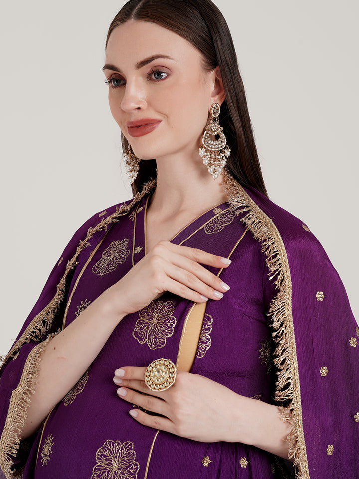 3pc. Maternity Embroidery Kurta + Palazzo Set