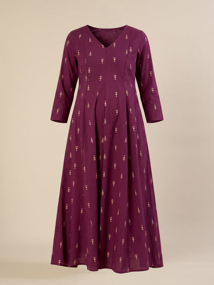 Maternity & Nursing Ethnic Print Cotton Long Kurta with Dupatta