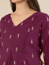 Maternity & Nursing Ethnic Print Cotton Long Kurta with Dupatta