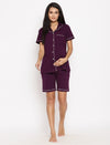 Maternity Night Suit Shorts Set- Purple