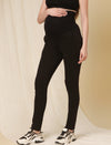 Maternity Fleece-lined Winter Leggings- Black