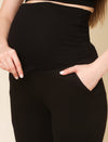 Maternity Fleece-lined Winter Leggings- Black