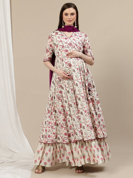 2pc. Maternity Anarkali Dress with Dupatta