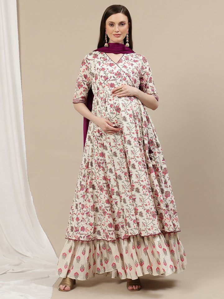 2pc. Maternity Anarkali Dress with Dupatta