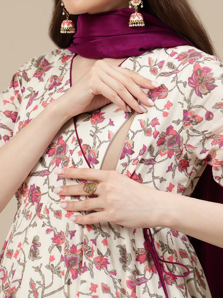 2pc. Maternity Anarkali Dress with Dupatta