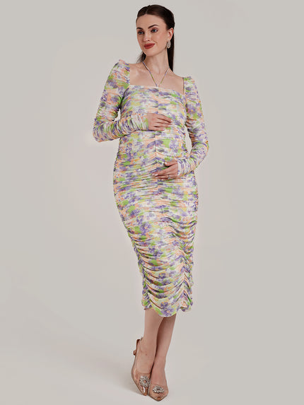 Maternity Floral Bodycon Dress