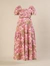 Maternity & Nursing Pink Floral Linen Midi Dress