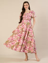 Maternity & Nursing Pink Floral Linen Midi Dress