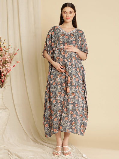 Maternity Floral Kaftan Dress