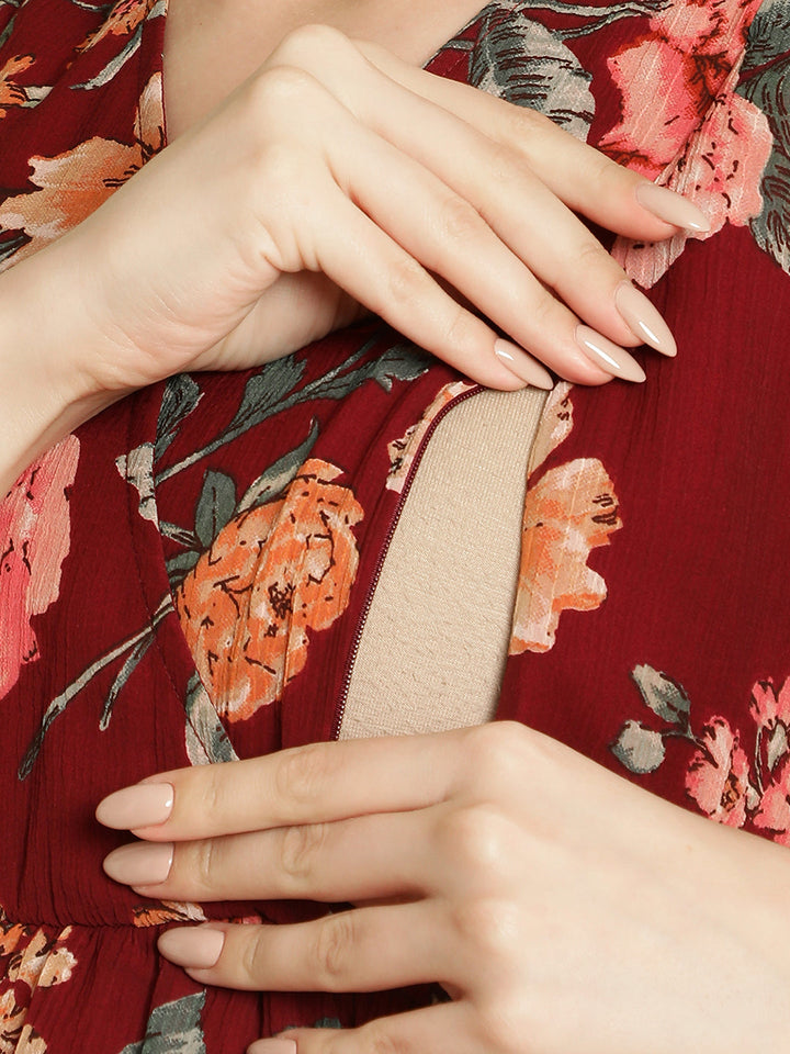 Maternity Floral Midi Dress